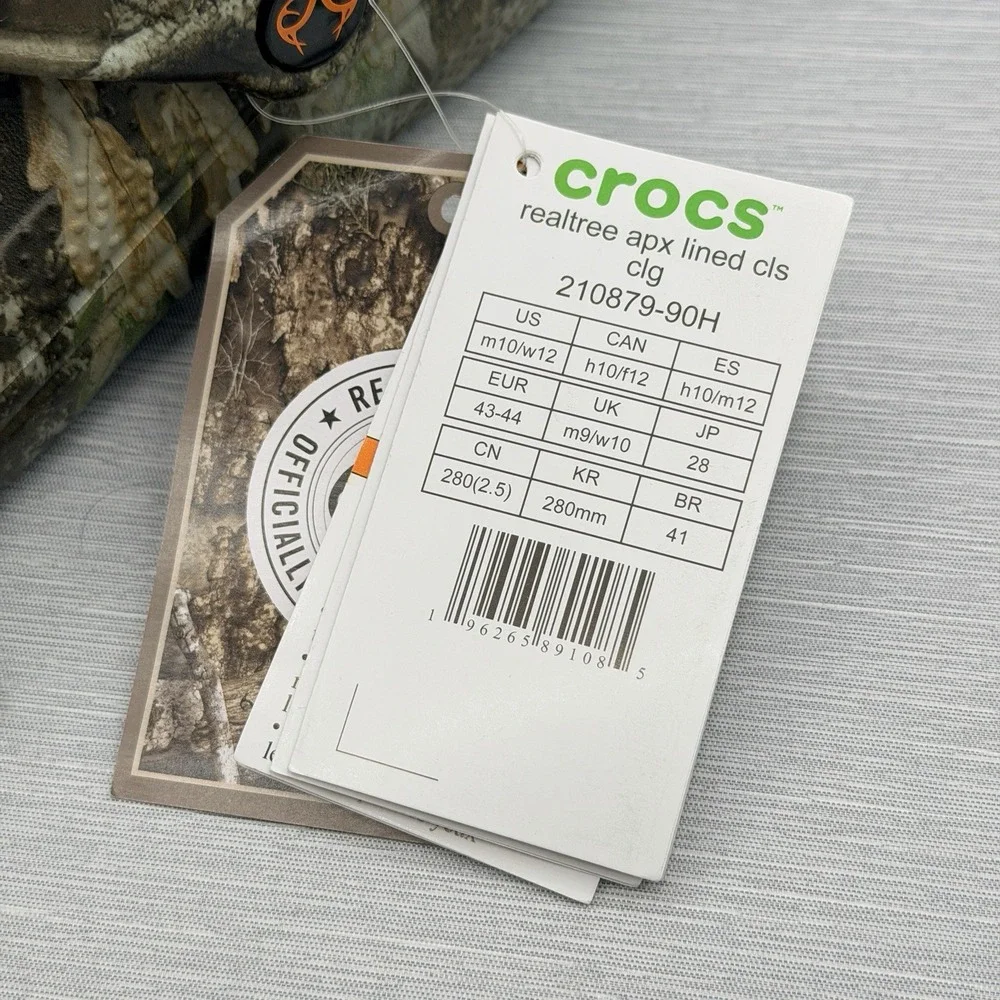 Crocs Realtree APX Men's 10 Fleece Lined Classic Clogs Camo Hunting New
